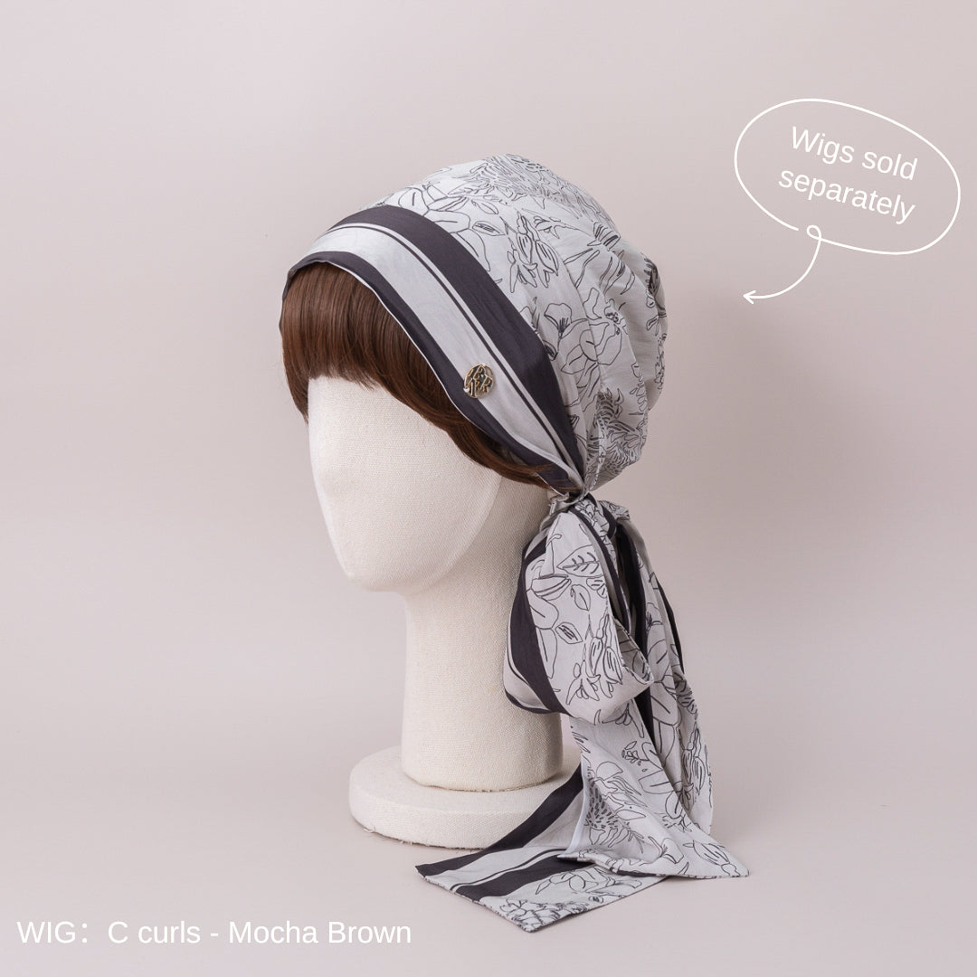 SCARF HAT (M) / Botanical-Greige – BAREN（バレン）
