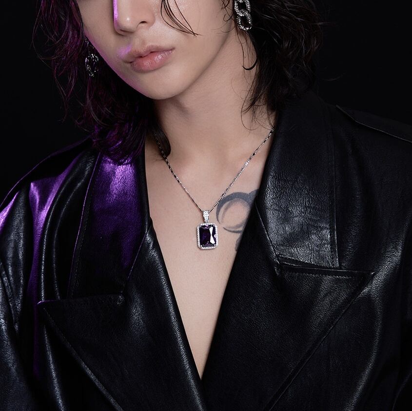 Full Shine Square Necklace [BLACKPURPLE] 正規品 ENHYPEN ニキ 着用