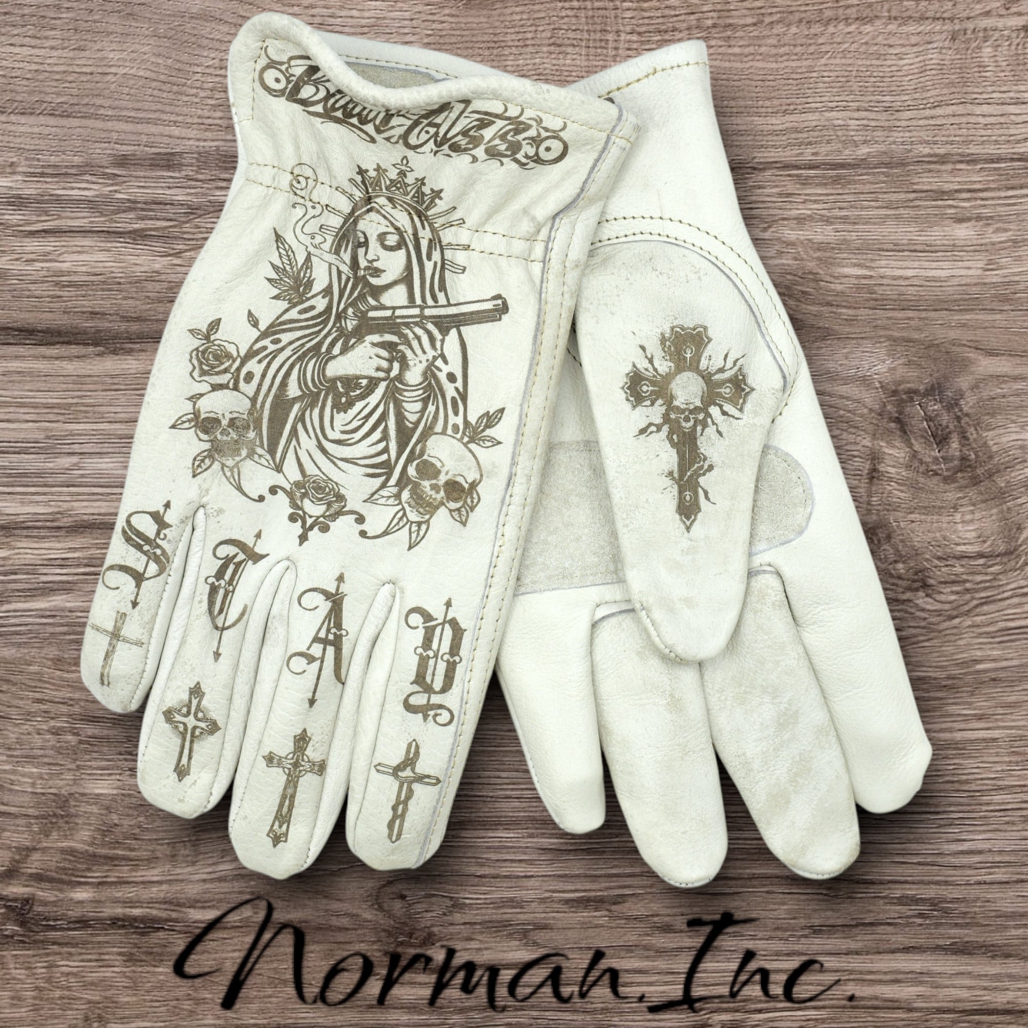 牛革 レザーグローブ ホワイト 白 アメリカン バイク ハーレー