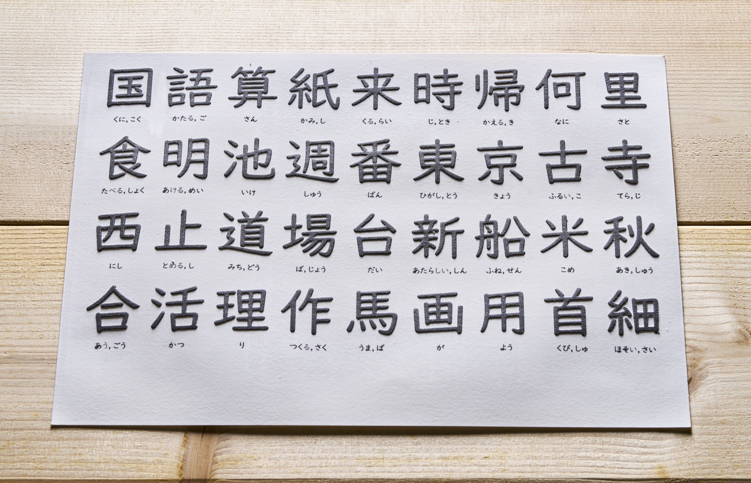 仮名と漢字と短文の触るグリフ（標準タイプ）：触読版22枚＋説明書＋