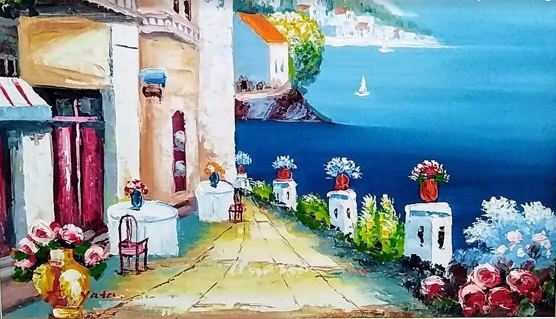 薩摩富士 ・ 開聞岳 の風景画 】油絵 原画 F6 額縁付 ガラスあり 薩摩