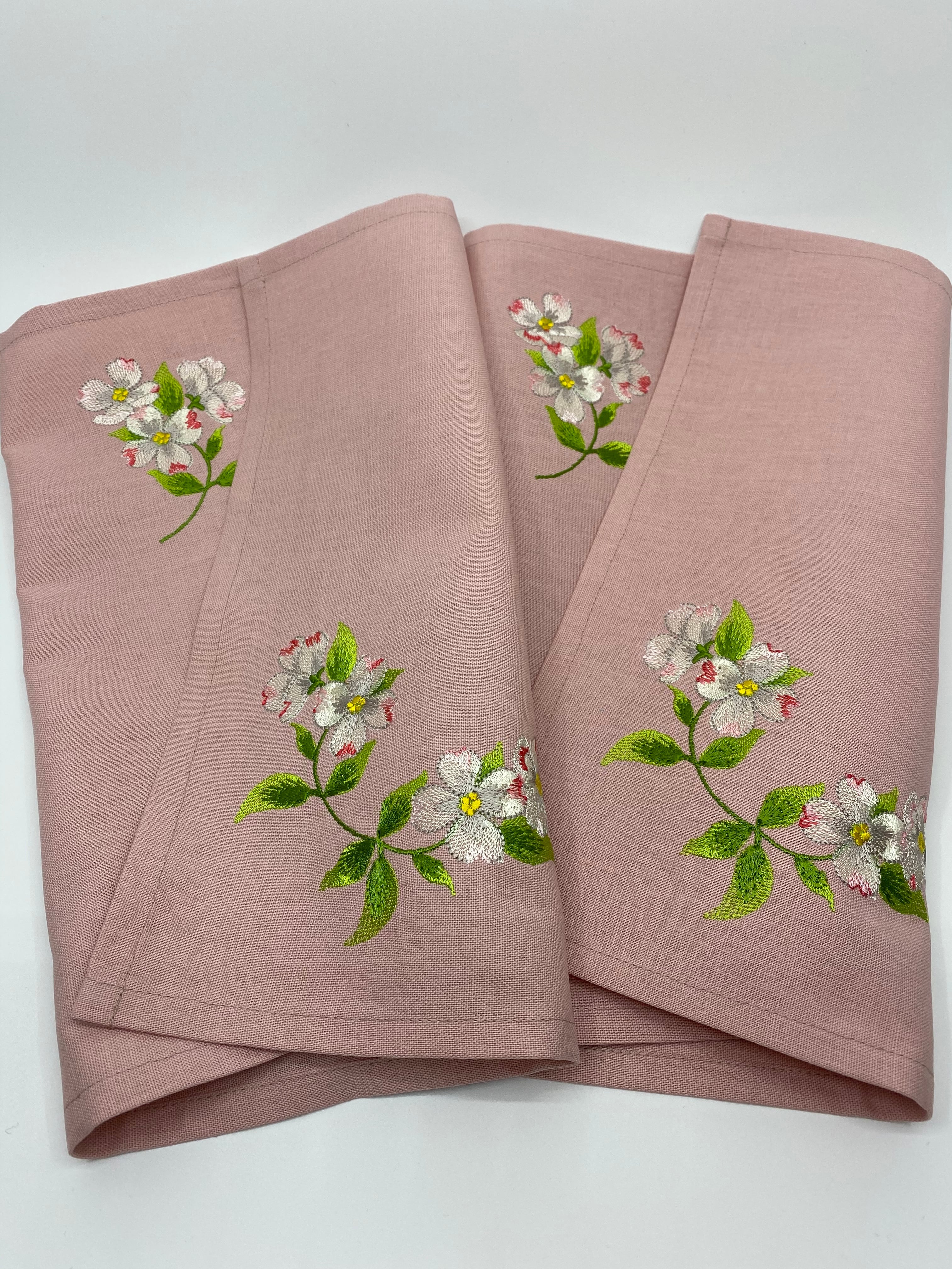 花水木 刺繍 ティーマットランチョンマット 2枚セット | fil et vase