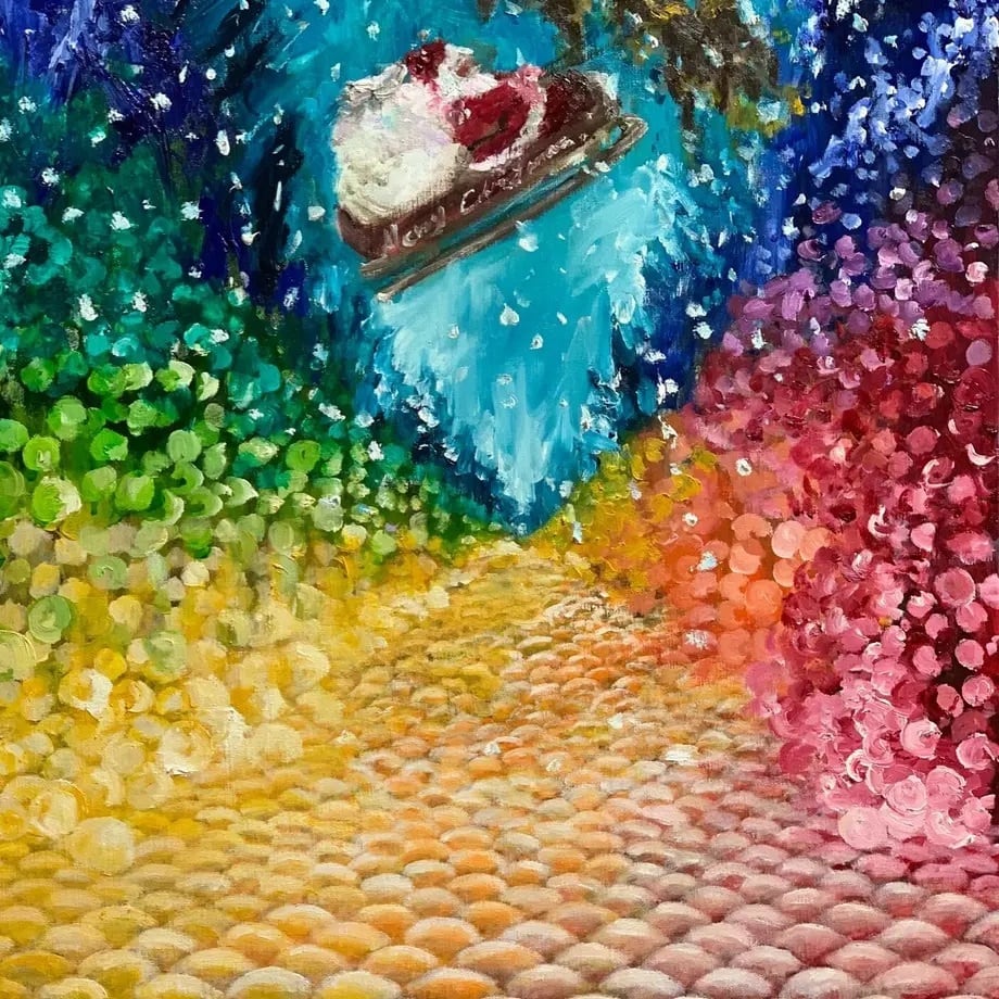 虹のクリスマス』油絵 | Art -misu etsuki- Atelier風の通 三須絵月