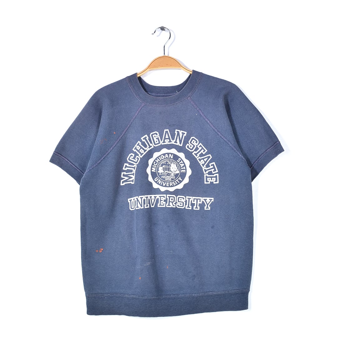 50s 60s USA ヴィンテージ ナス紺 フェード プリントtee 古着 【公式通販】