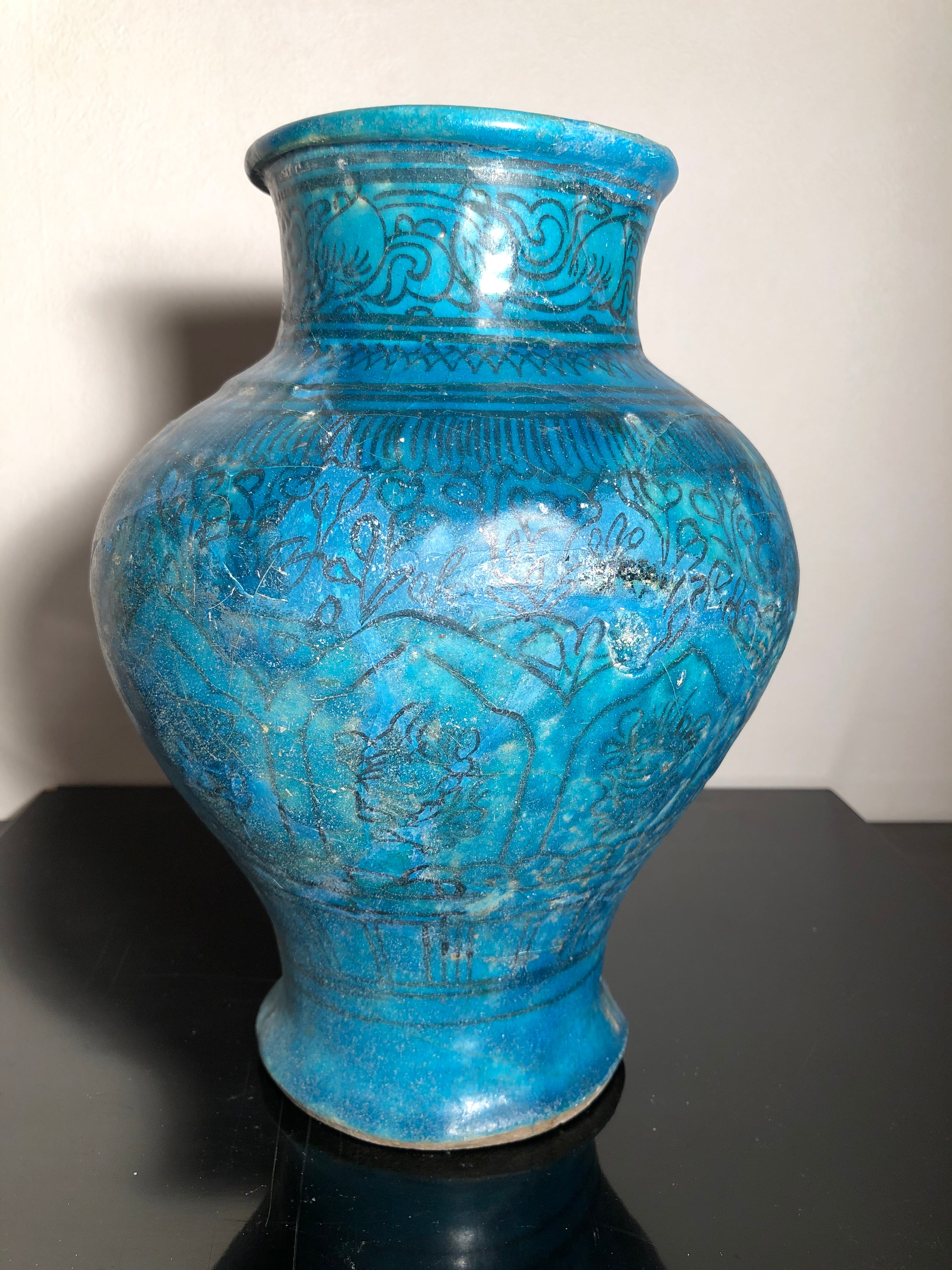 青釉黒彩紋壺 ペルシャ 15世紀 | 骨董会館 BASEオンラインショップ