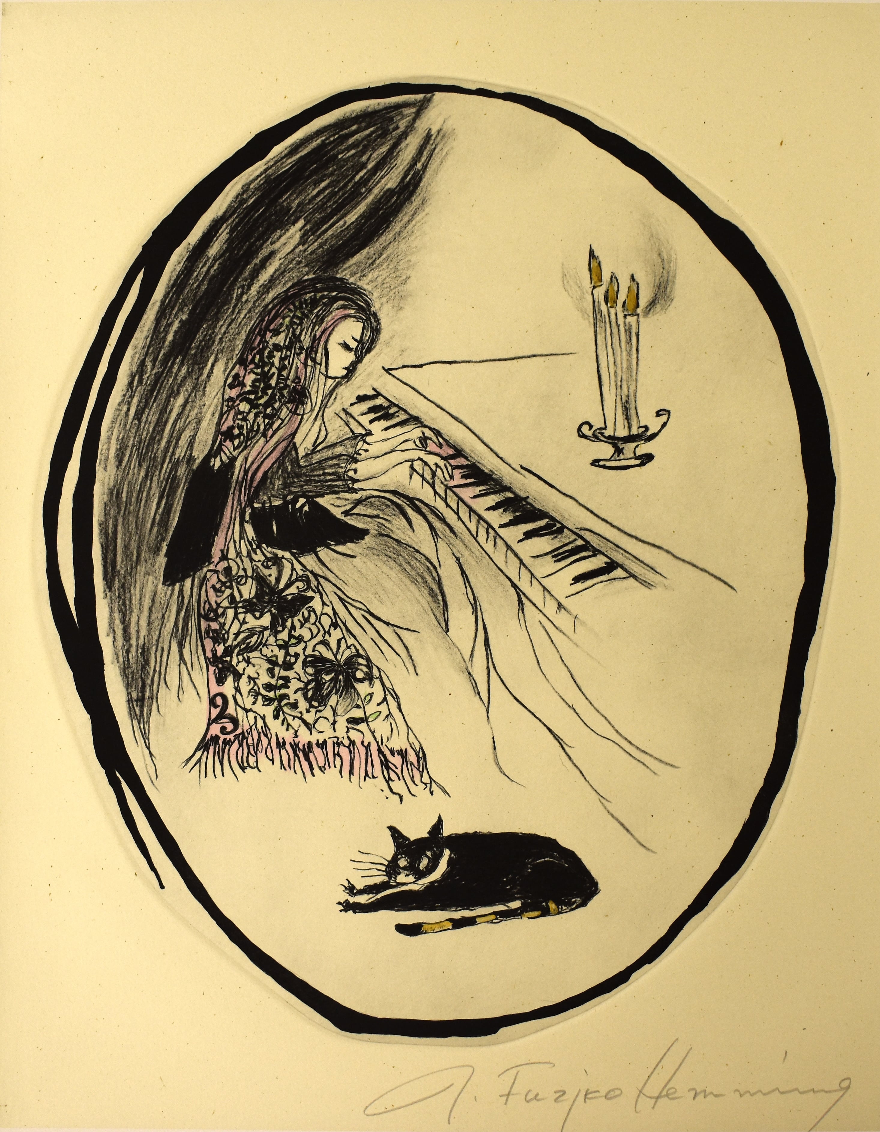 フジ子・ヘミング 〜魂のピアニスト〜 夜に 銅板画 Ingrid Fuzjko