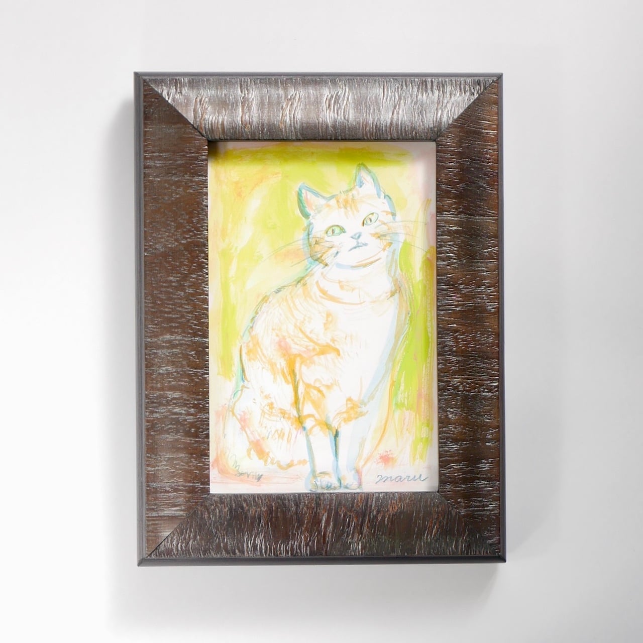 猫の絵No.38・原画｜額入り・ハガキサイズ・ラッピング無料（アート