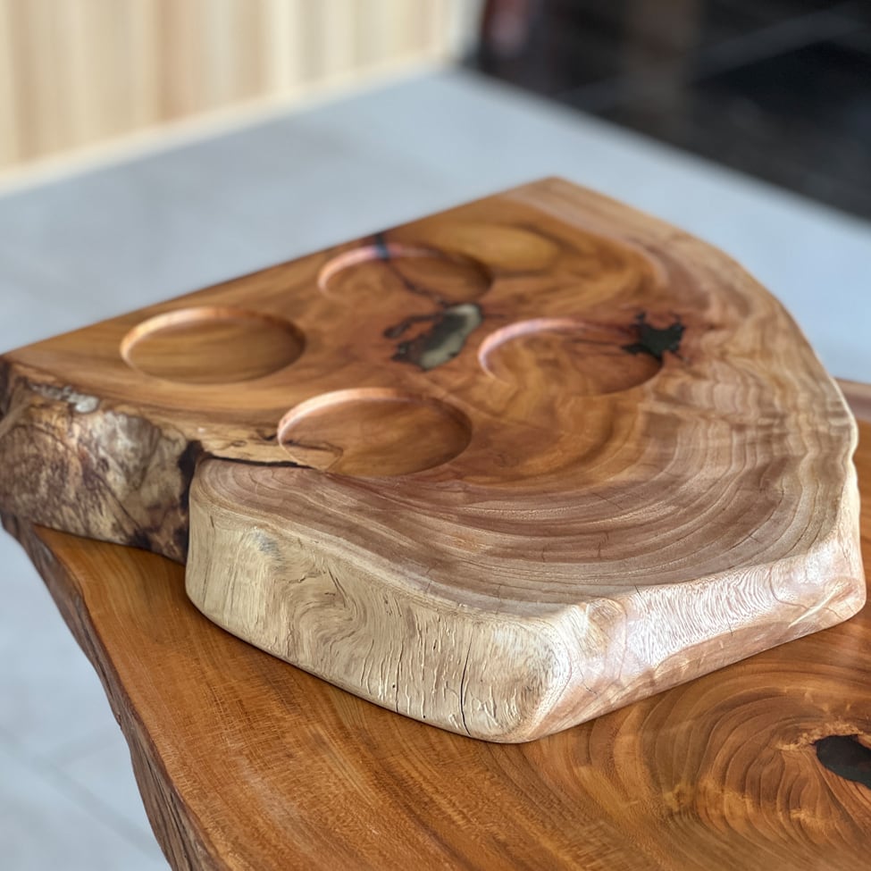 一点もの】ケヤキ 欅 ダイニングテーブル カスタートレーセット 一枚板