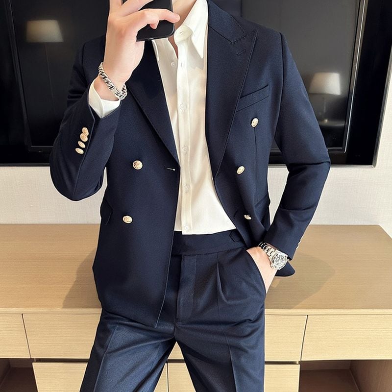 ステッチデザインスーツ ダブルボタンスーツ フォーマルスーツ SU0074