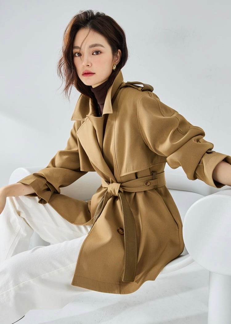 異素材レザーベルトミドルトレンチコート | Susy.