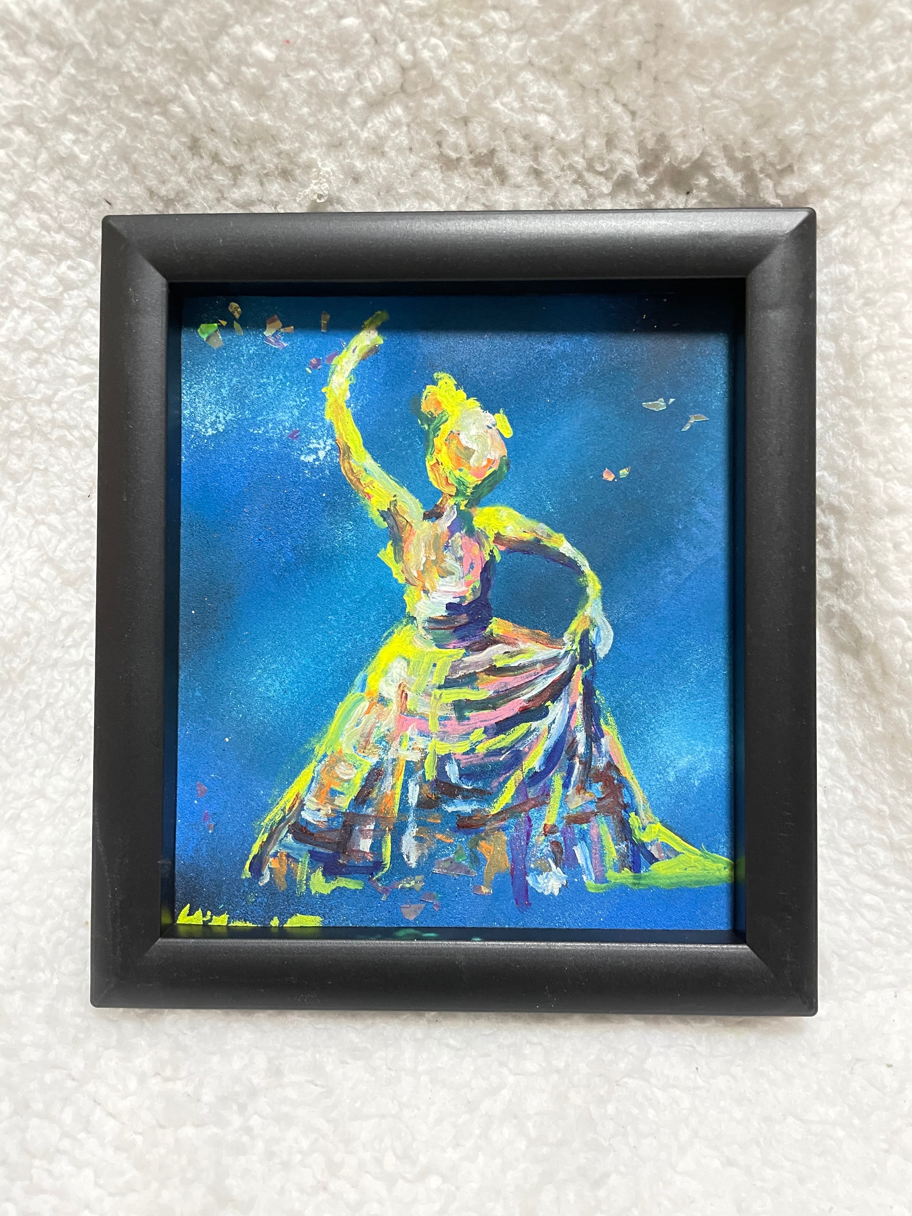 油絵 菅家令子 絵 絵画インテリア額付(青緑＋金色の枠)F3-010511 女性