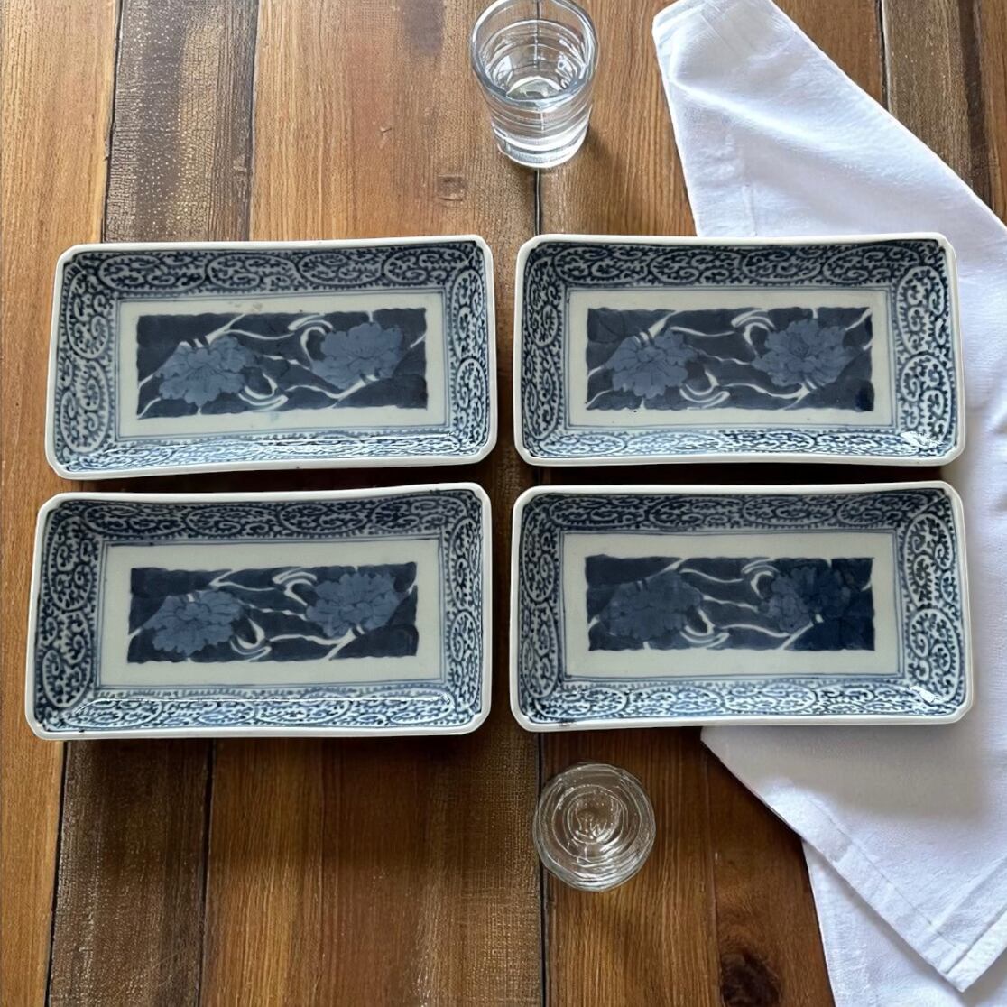 江戸中期 蛸唐草 牡丹 古伊万里 長方形 皿20枚セット 骨董 富貴長春