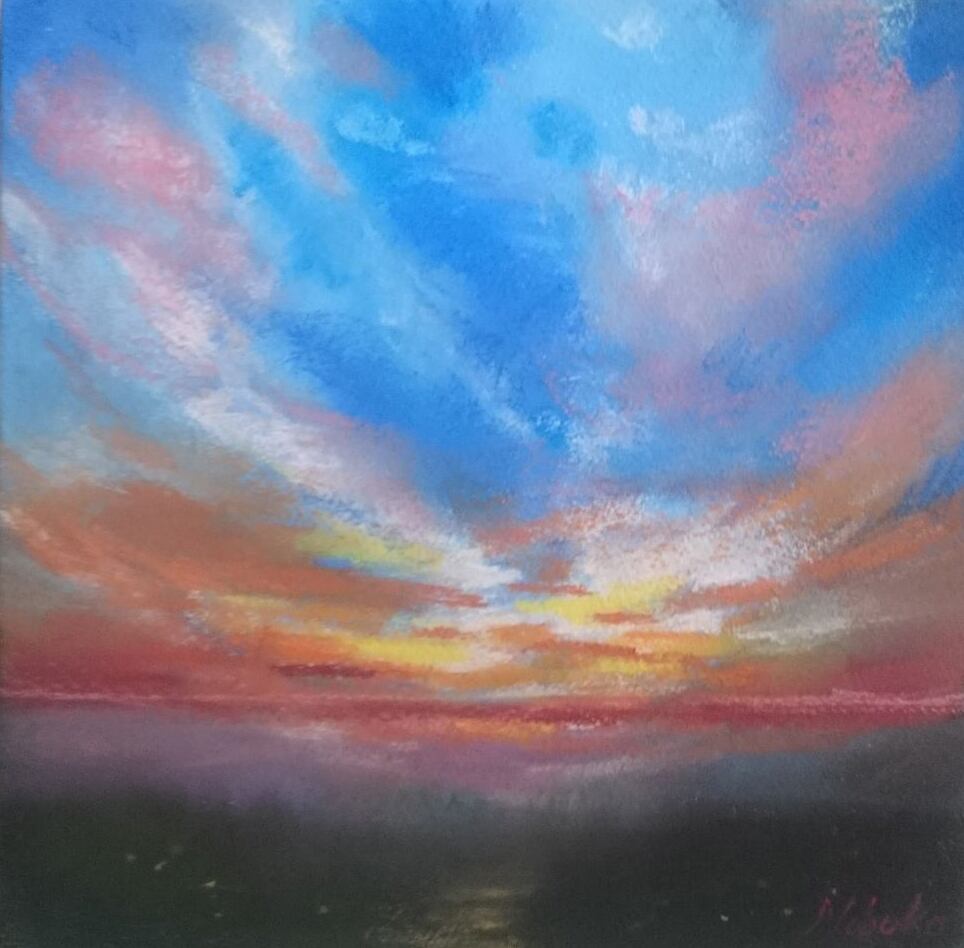 夕焼け（原画） | 大久保信子の絵画ショップ（日本画・水彩画