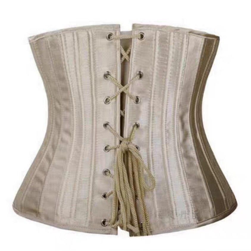 サイズL シャンパン 24本強化スチールボーン アンダーバスト コルセット 24本強化スチールボーン アンダーバスト コルセット | e>fableagein