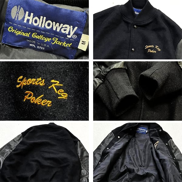 1点物◇USA製ビンテージ90s袖革アームレザー黒スタジャン古着メンズML