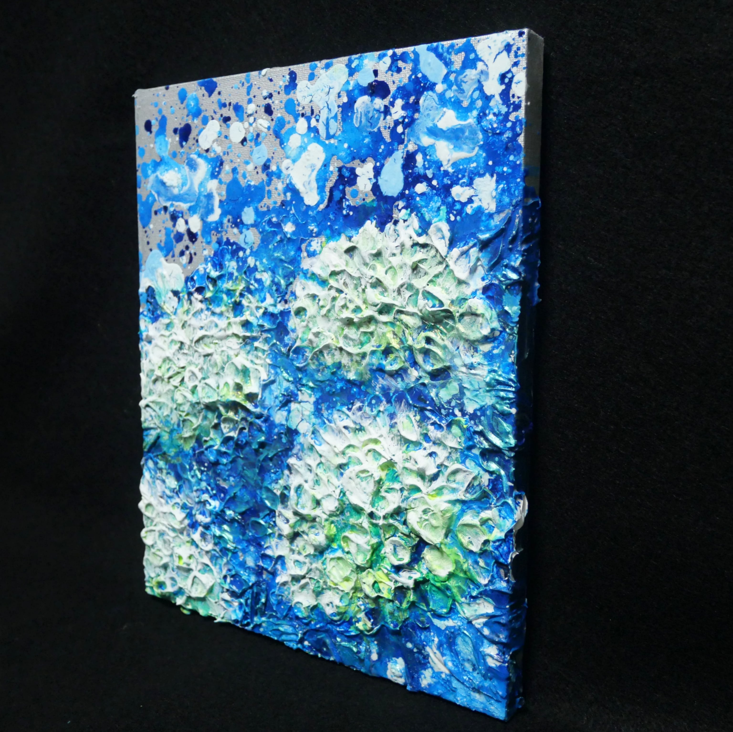 油絵 油彩 油彩画 絵 絵画【梅雨の水たまり白い紫陽花】 | HIROSHI1990