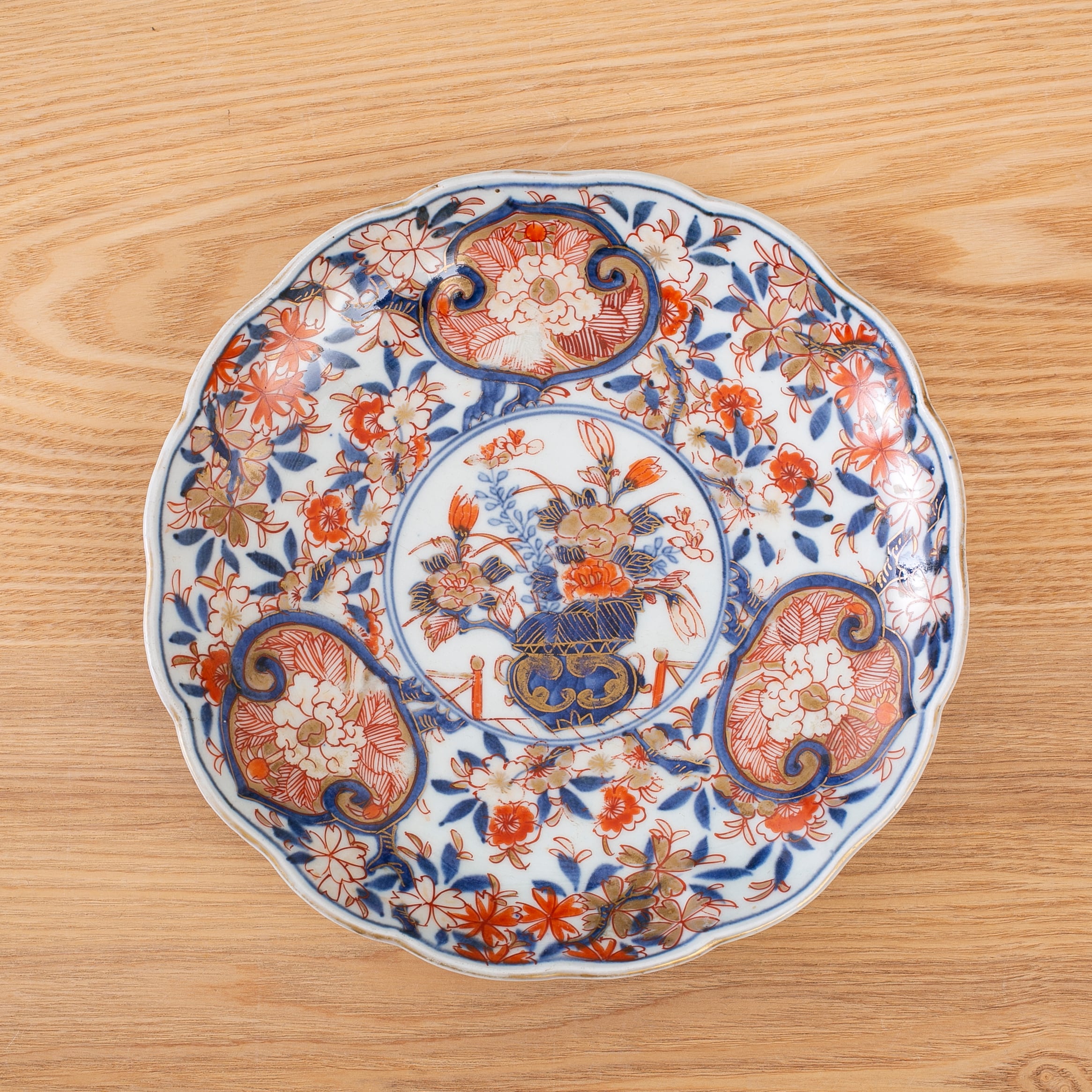 古伊万里 色絵蓋茶碗 五客 太宣年成 花鳥 錦手 染錦 赤絵 金彩 CK61 古