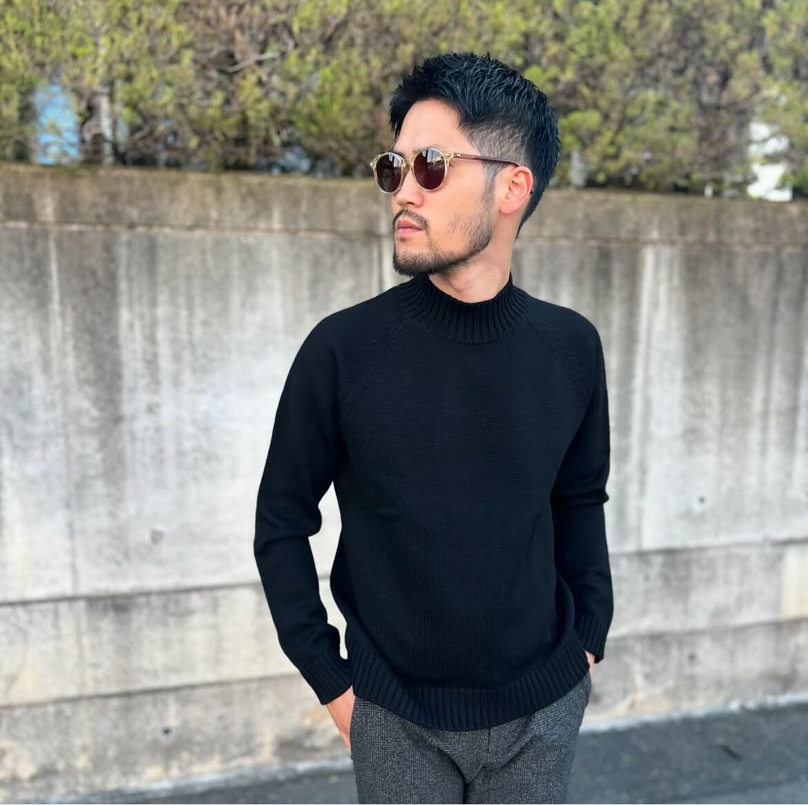 ZANONE（ザノーネ）5ゲージ モックネックニット BLACK（ブラック） | Leone