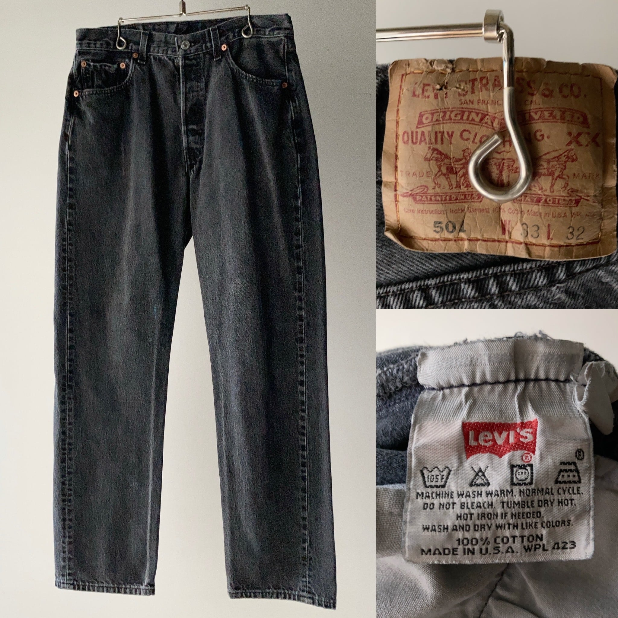 90's Levi's 501 後染めブラックデニムパンツ USA製 W33【0521A50