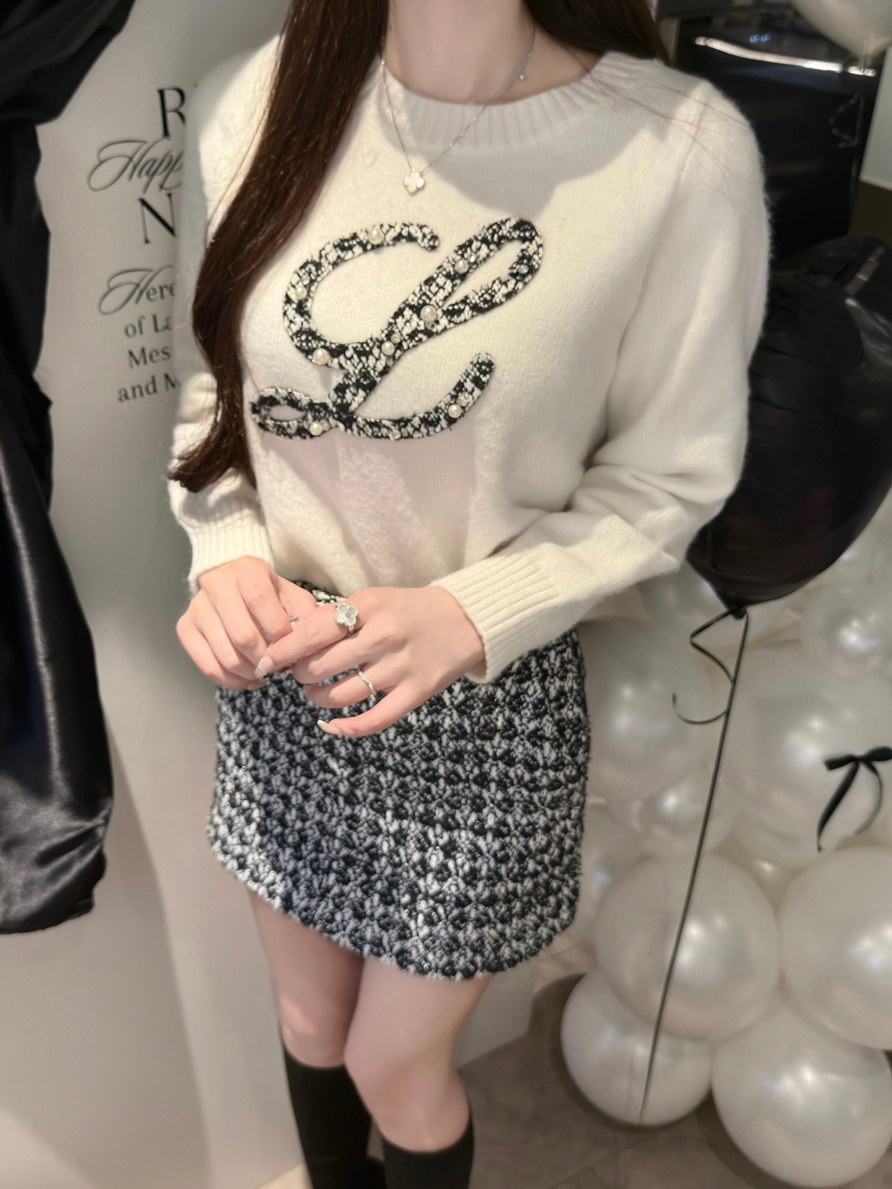 Lumignon original ♥ L holiday tweed knit【ブラック】 | Lumignon