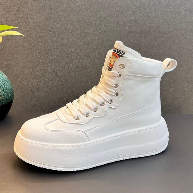 予約販売】スニーカー ブーツ 厚底 レザーシューズ メンズ 編み上げ