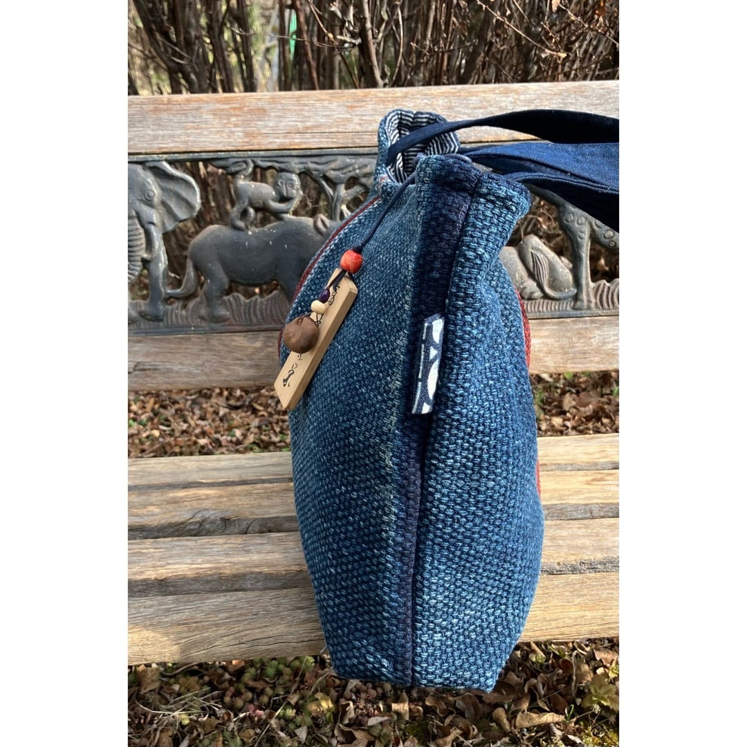 古布刺し子消防半纏のタックバッグ | chibisix