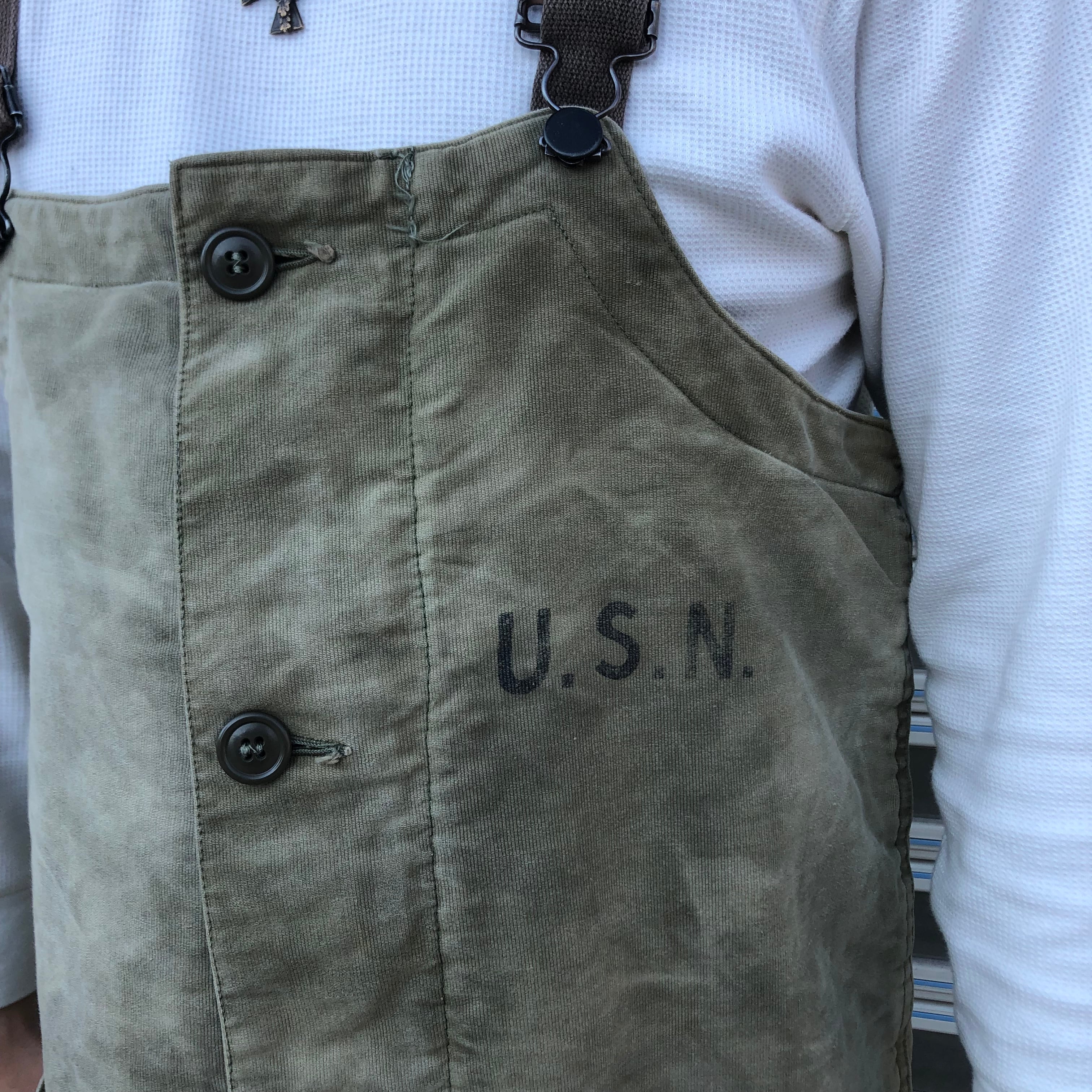 40s 米軍実物 ヴィンテージ USNAVY N-1 デッキパンツ オーバーオール