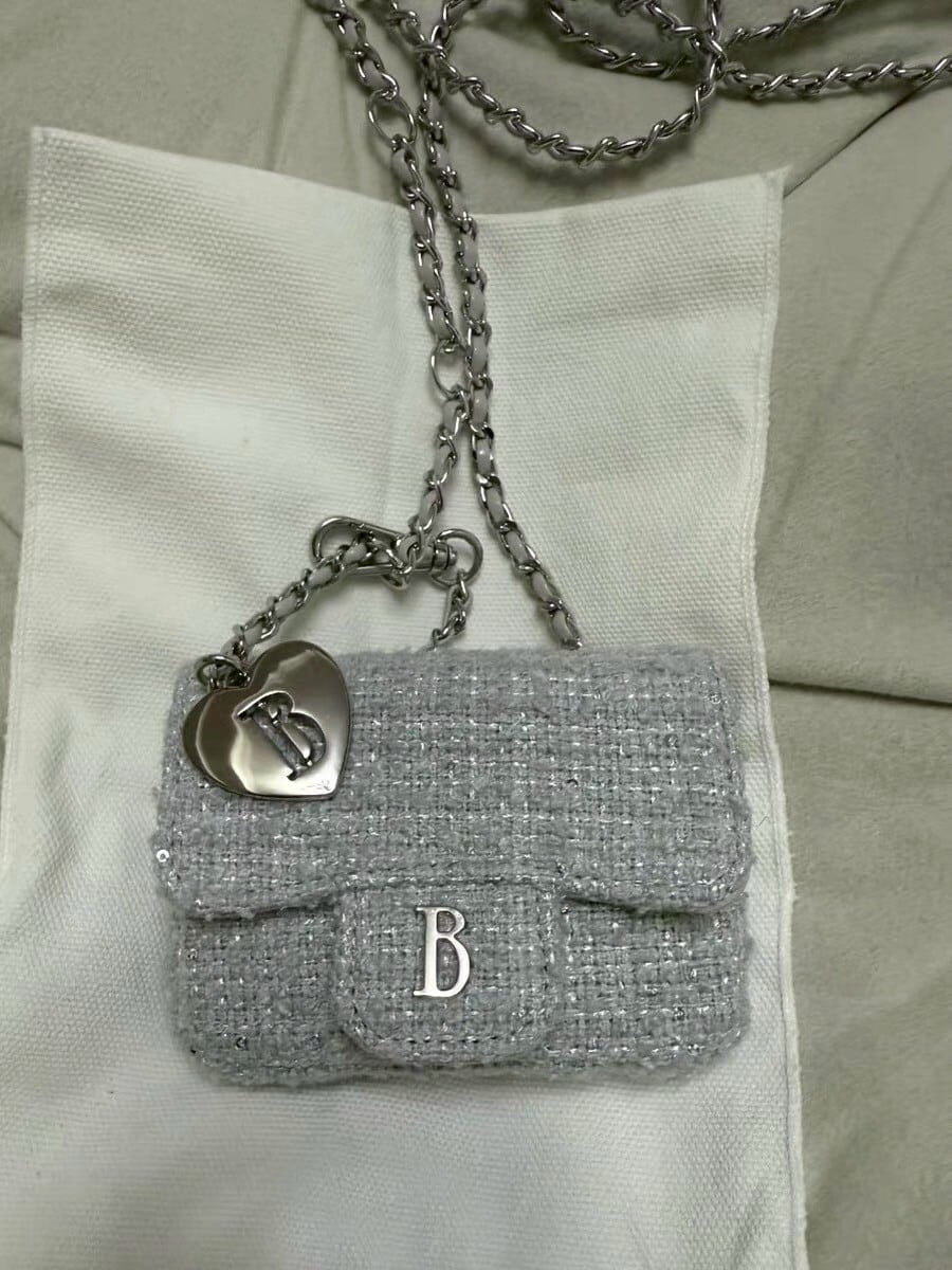 The Barnnet】Tweed Chain Belt Mini Bag | in the mist