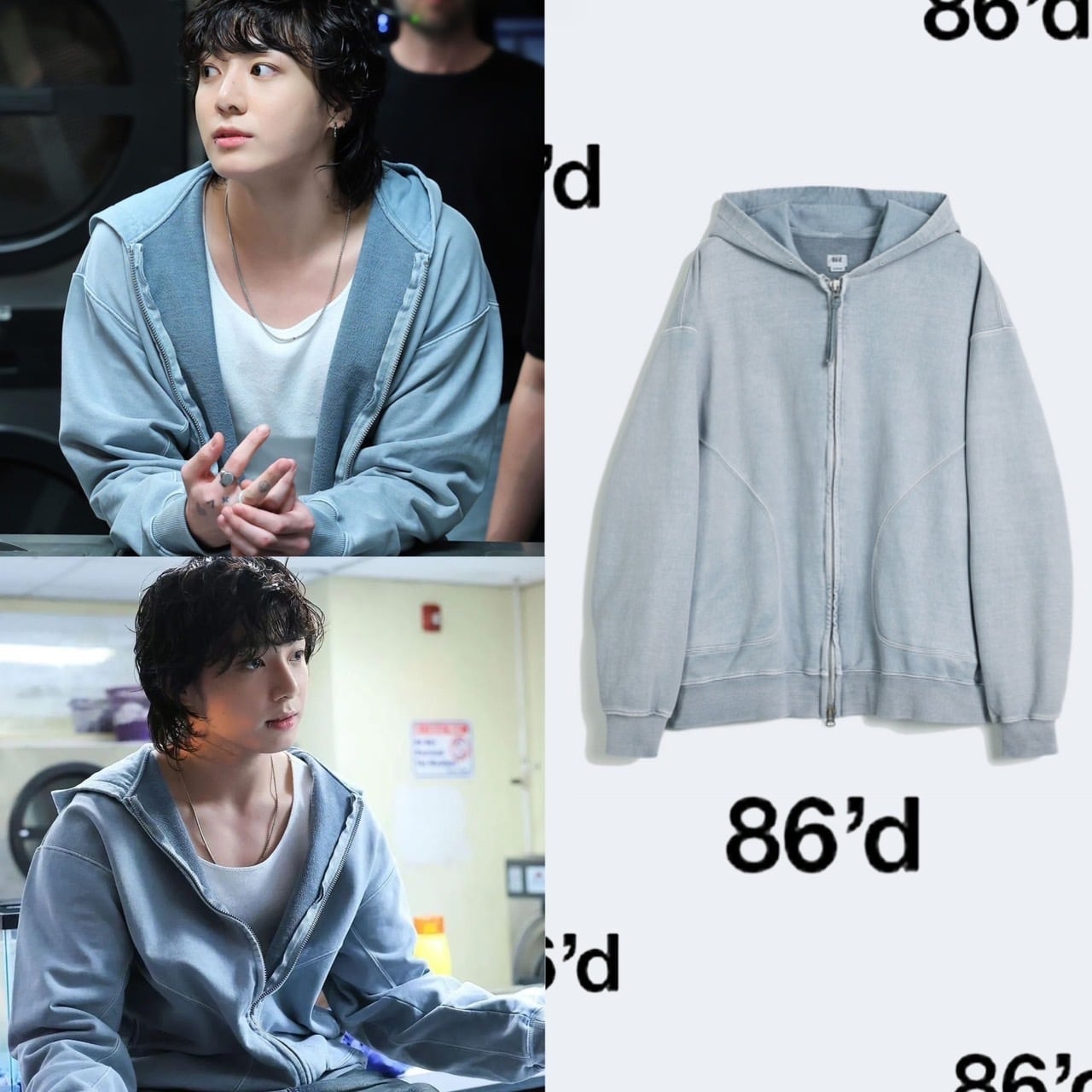 再入荷！☆BTS グク 着用！！【86d】SUN DYED HOODIE ZIP-UP (GRAY