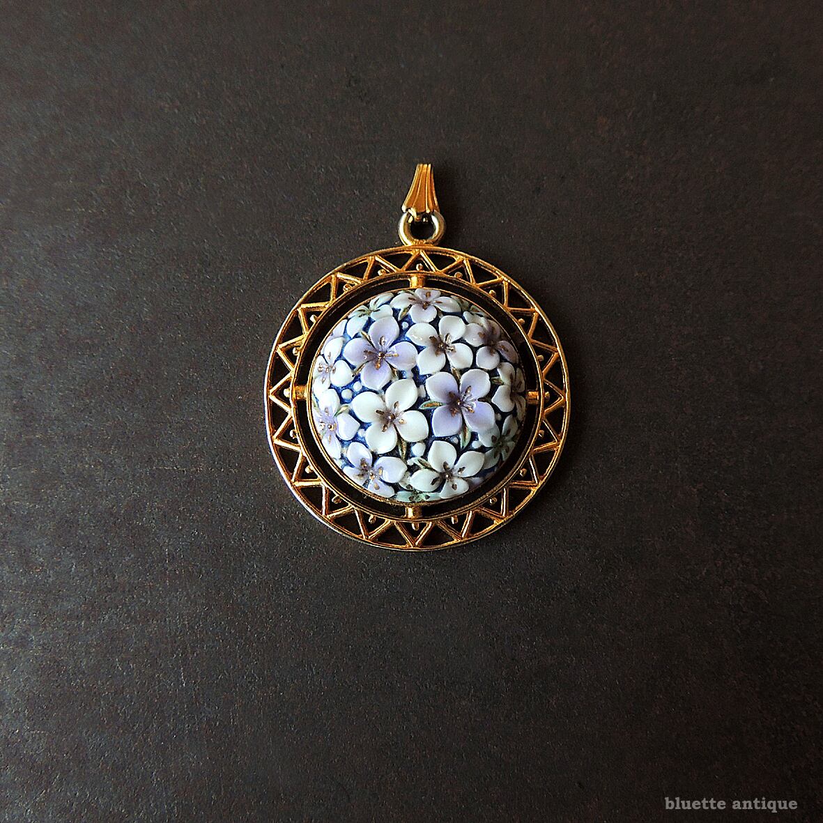 ヴィンテージ トシカネジュエリー 有田焼 紫陽花 ペンダントトップ