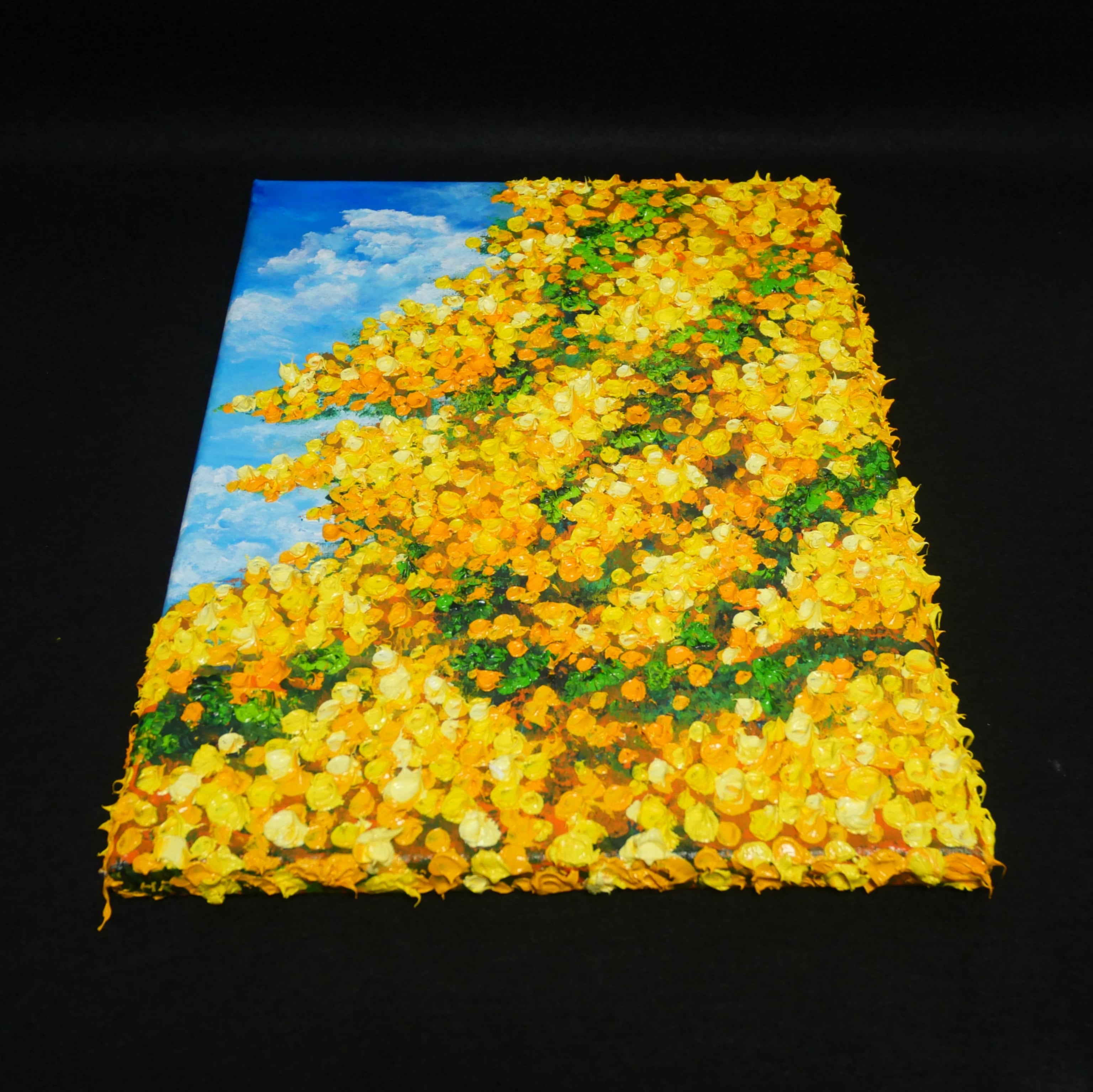 油絵 油彩 油彩画 絵 絵画【青空のミモザ】F4号 | HIROSHI1990