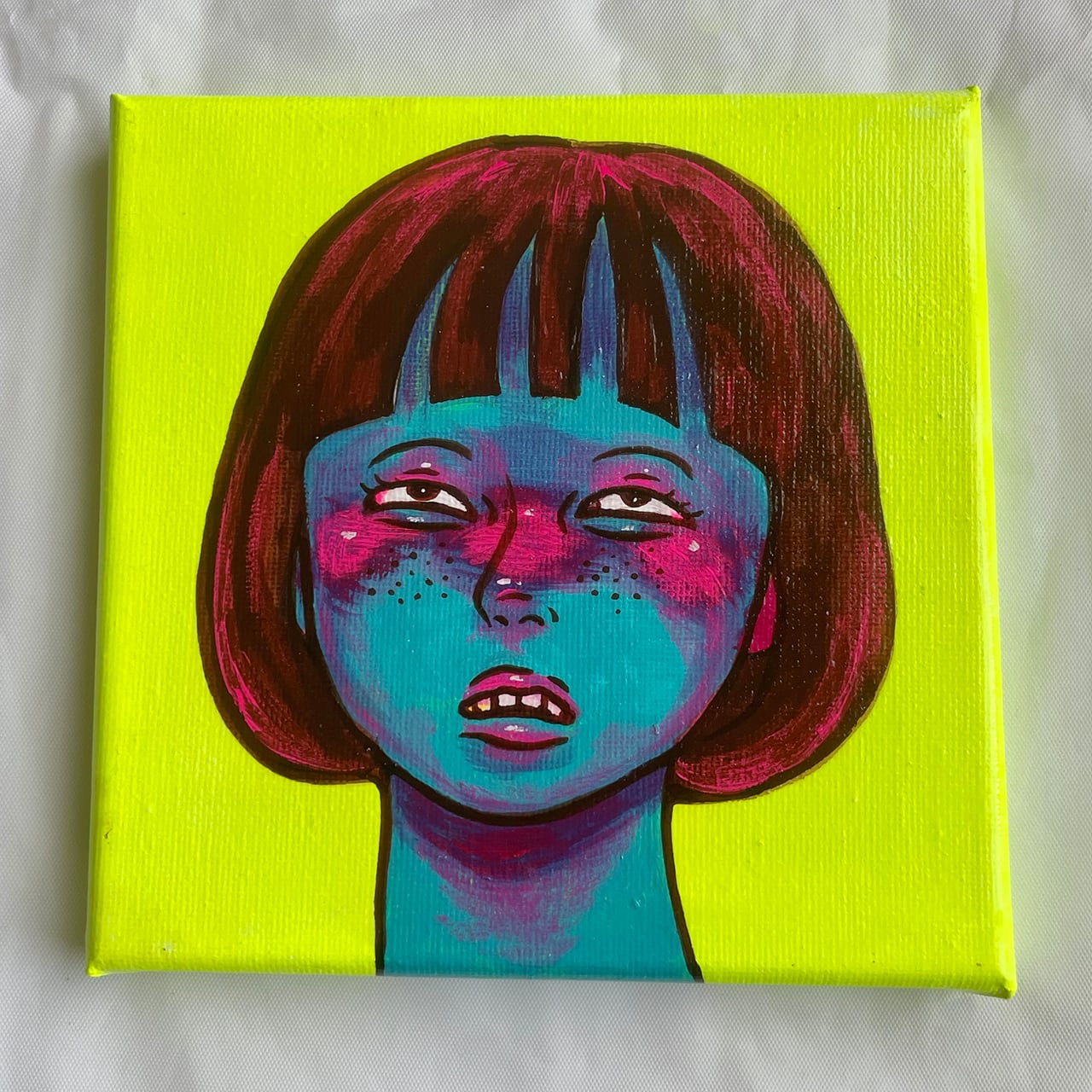 正方形キャンバスアクリル画「あっちの子」 | あおもりJOMONのみせ