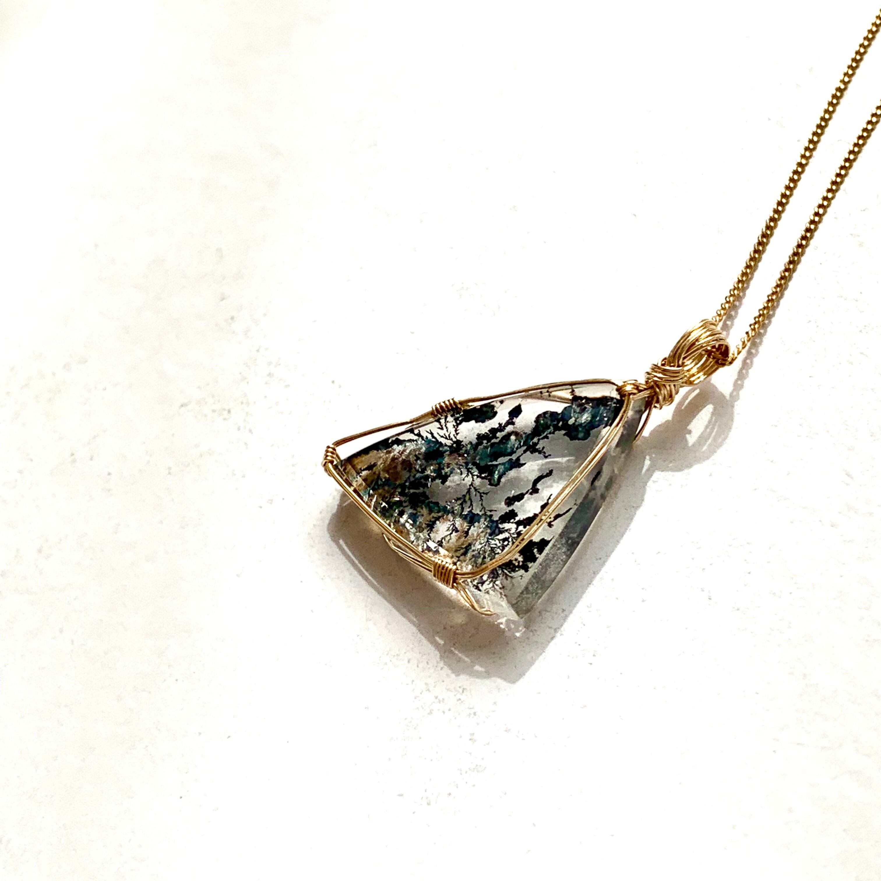 デンドリック クオーツ ペンダントトップ | 天然石ワイヤーアート