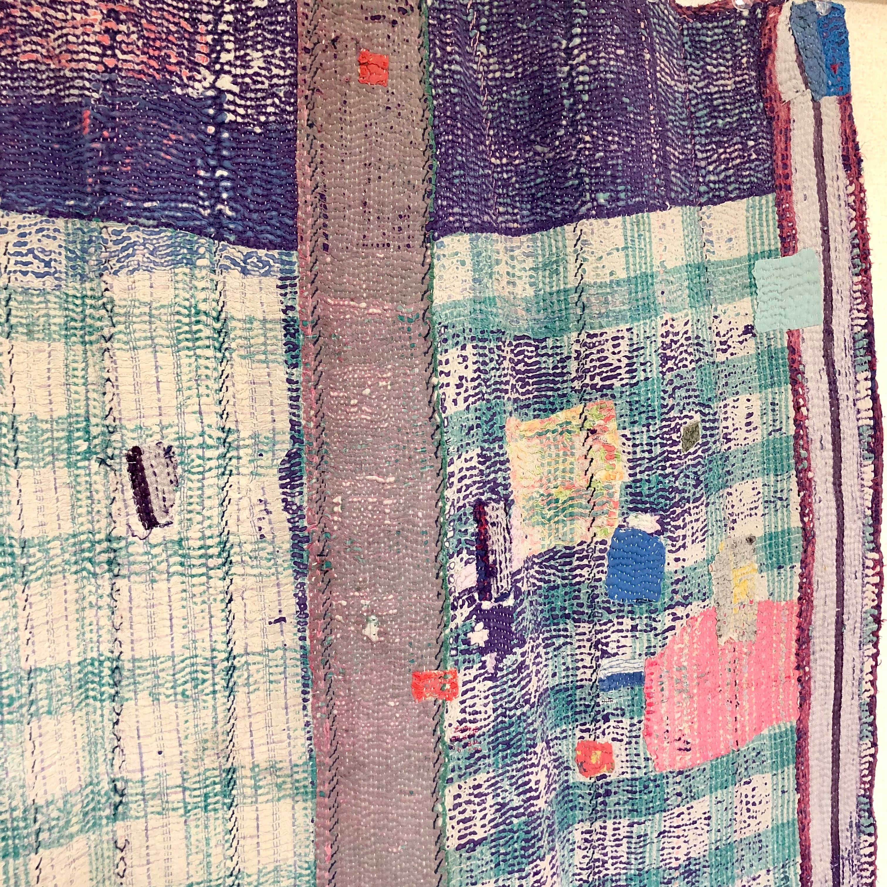 パッチワーク 掛布 ラリーキルト 風 ラグ 古布 ハンドメイド パッチ