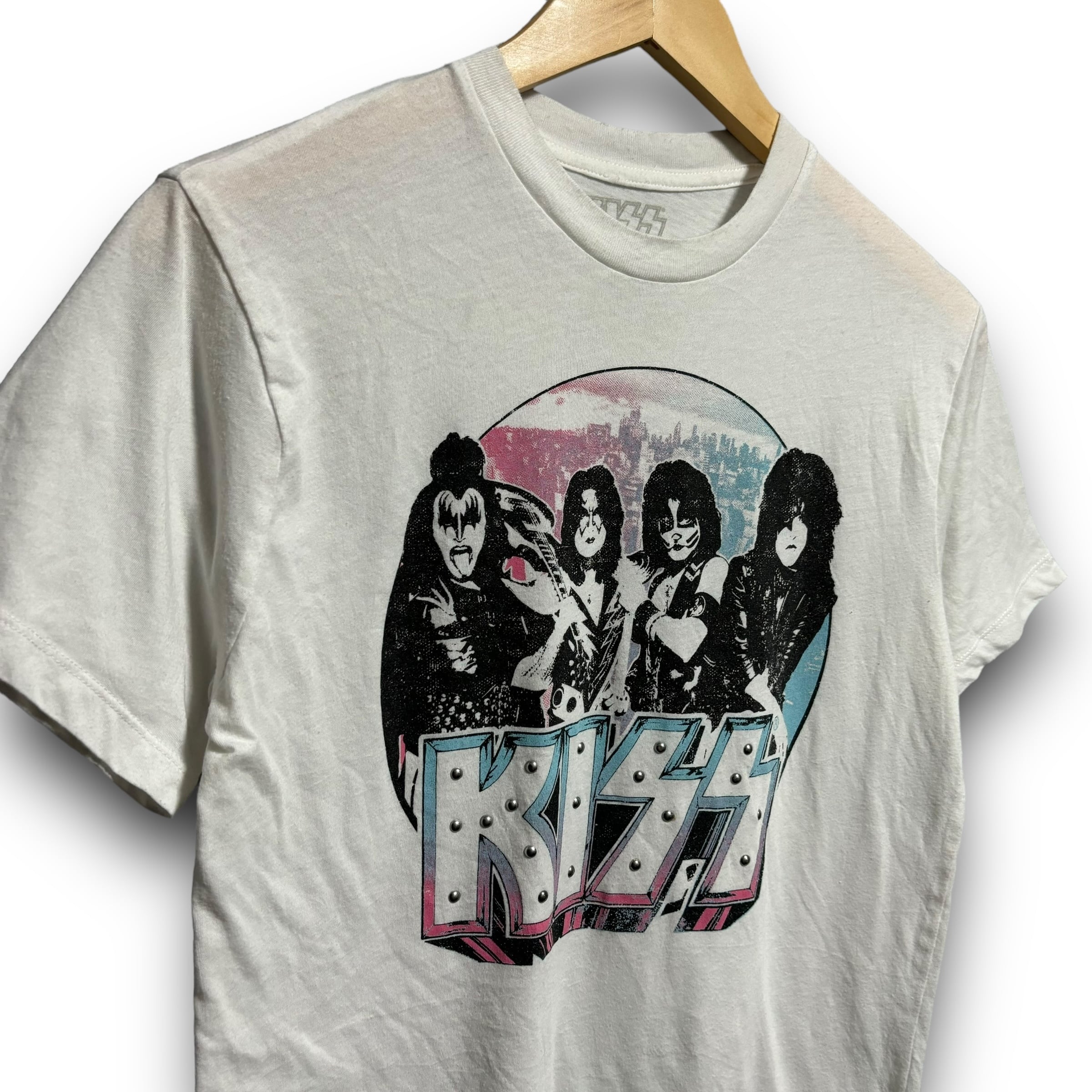 S】KISS キッス バンドTシャツ バンT ミュージックTシャツ 白T ピチT