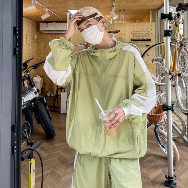 予約販売】メンズ セットアップ 上下 フーディー ウインドブレーカー