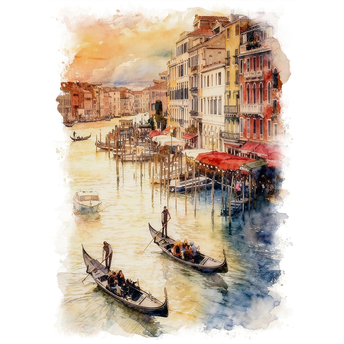 絵画 風景画(街並み) イタリア 夕暮れ時のヴェネツィア インテリア