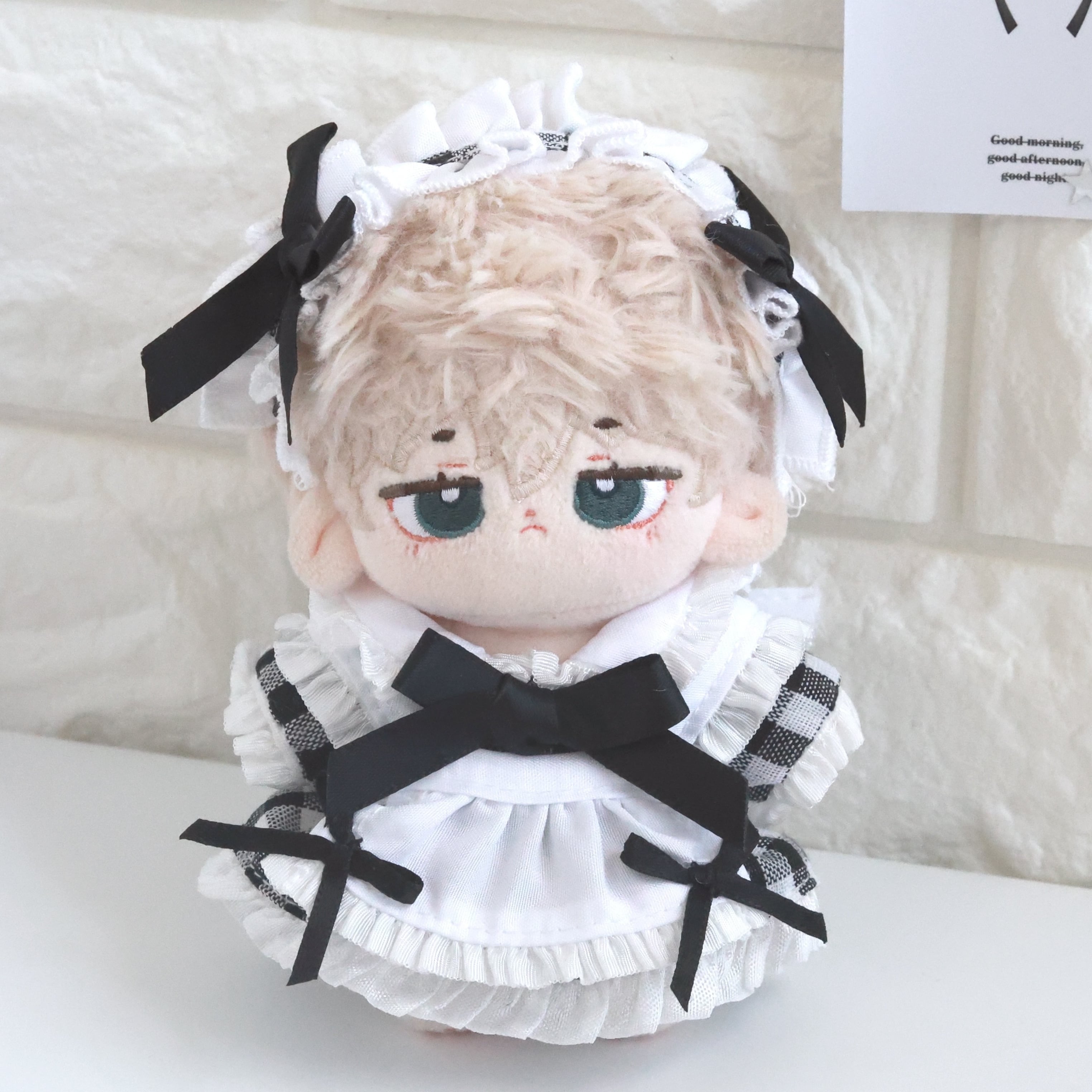 10cm 着せ替え ぬいぐるみ服 ぬい服 メイド ドレス チェック推しぬい