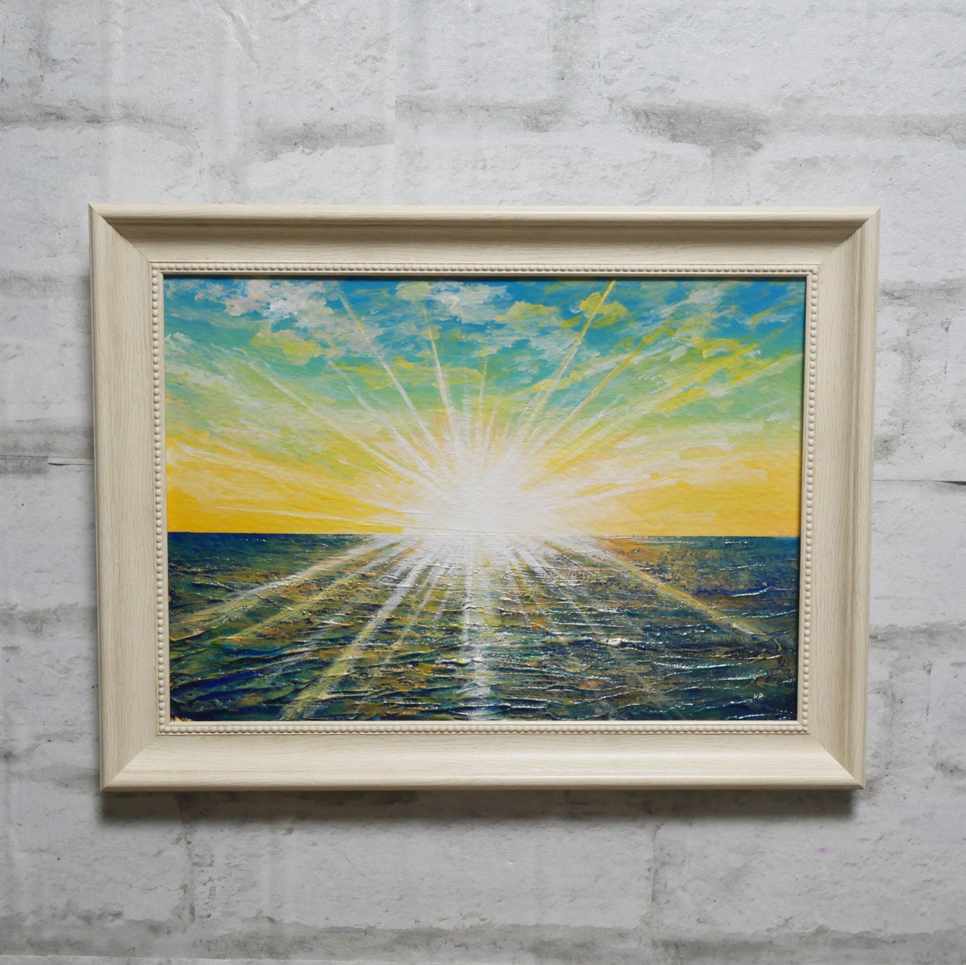 油絵 油彩 油彩画 絵 絵画【朝日の海】 | HIROSHI1990