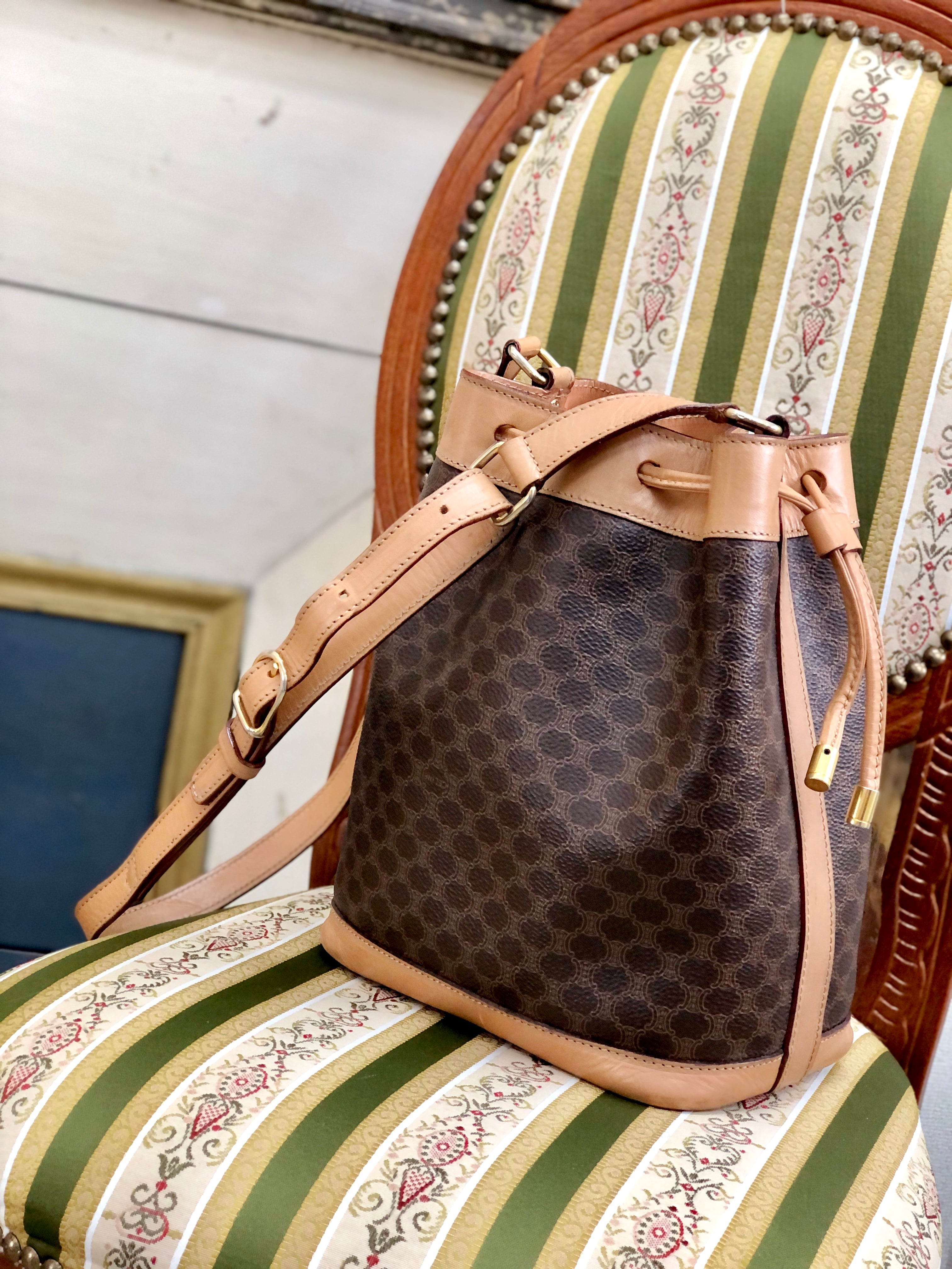 CELINE セリーヌ マカダム 巾着 ミニバッグ ショルダーバッグ ブラウン