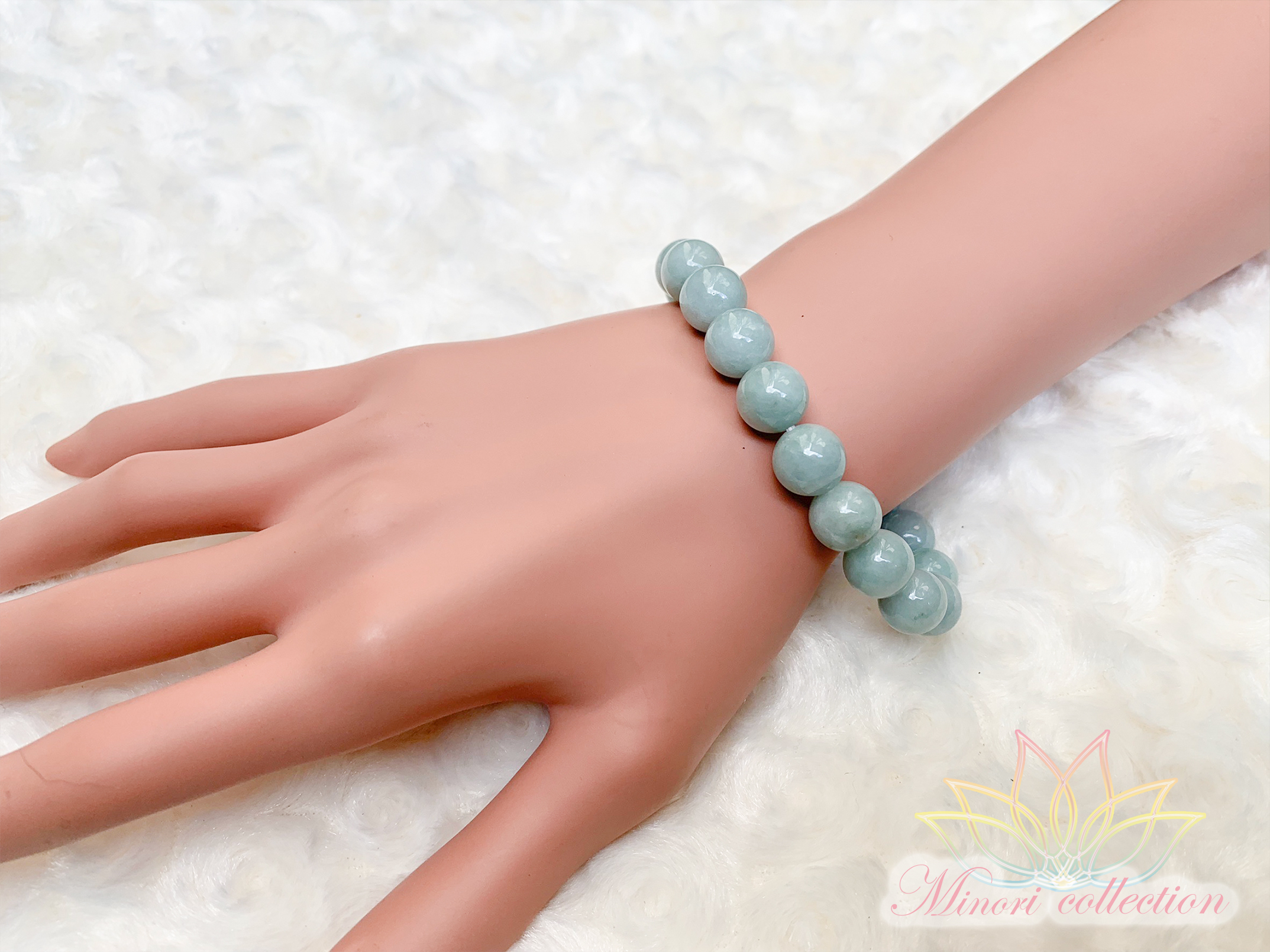 AAランク・ブレス】本翡翠10mm ストレート ゴムブレス【5月の誕生石