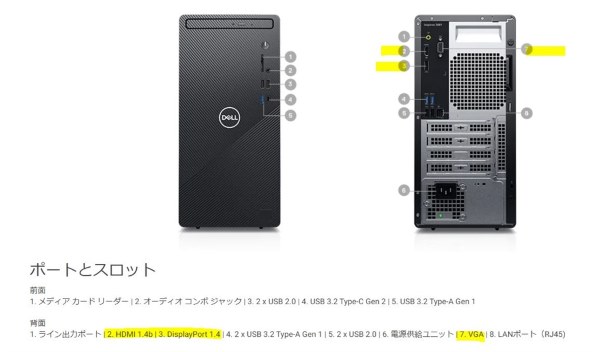Dell Inspiron デスクトップ スタンダード Core i3 10100・8GBメモリ