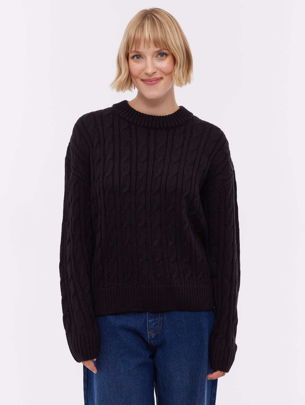 Chanice Cable Knit Sweater - Black - Bench