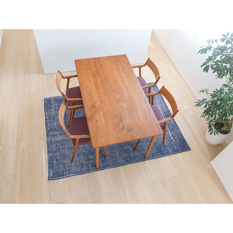 ヴィンテージ風ラグ ウール100％青い絨毯 [NR5602ヴィンテージデニム