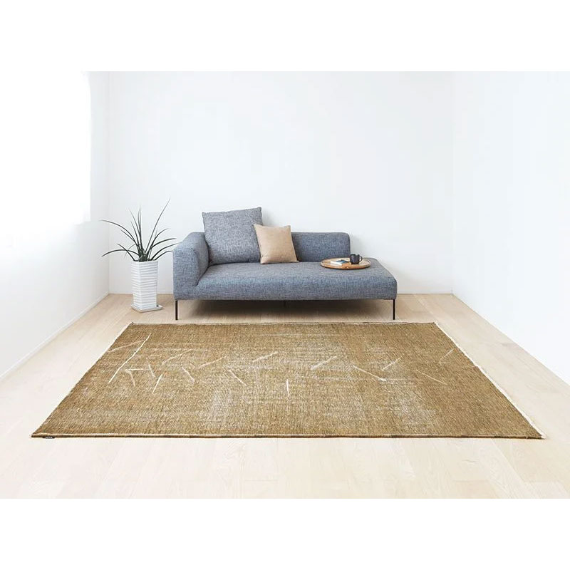 ヴィンテージ風ラグ ウール100％ 黄色絨毯 [NR5603アンティーク