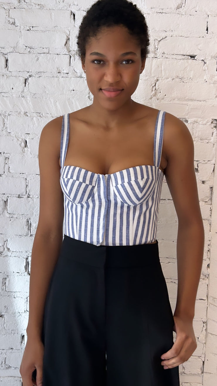 Bustier - Linen - Stripe – Behida Dolić Millinery