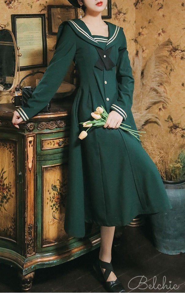 クロスリボンタックセーラーワンピース – Belchic