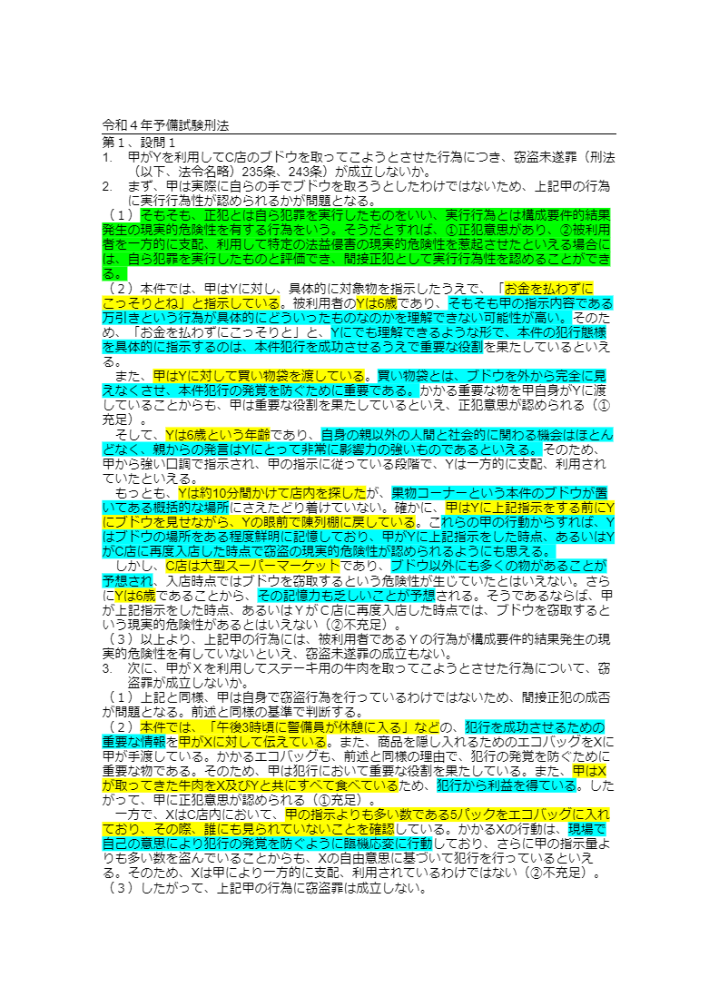 事実の評価で差がつく！予備試験論文過去問講座 - BEXA -