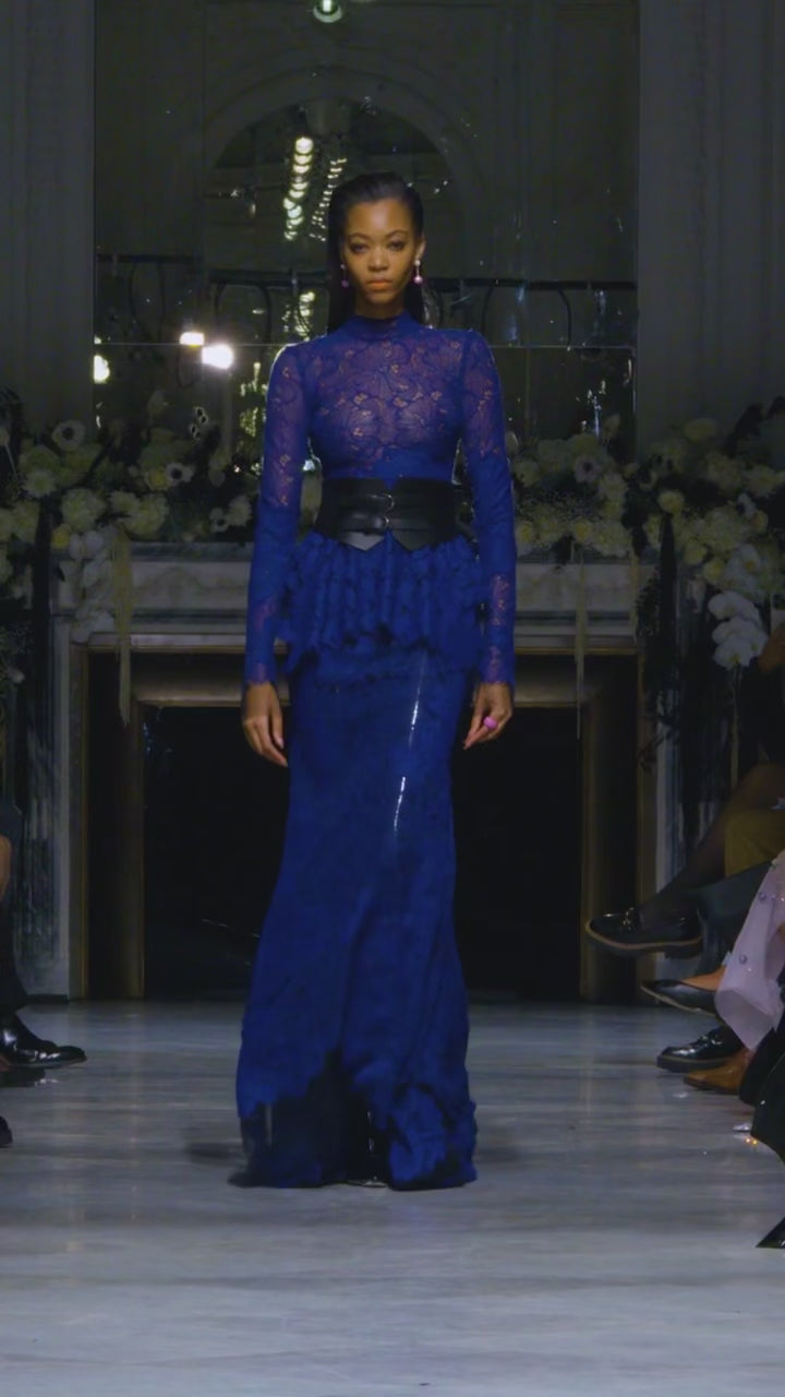 Lace Peplum Tulle Top