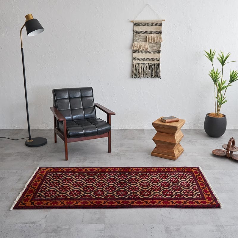 一点もので、一生もの】天然ウール100%トライバルヴィンテージラグ 約